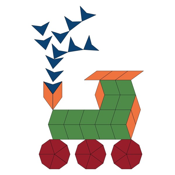 LegeART mini Lokomotive aus farbigen Holzplättchen geleg